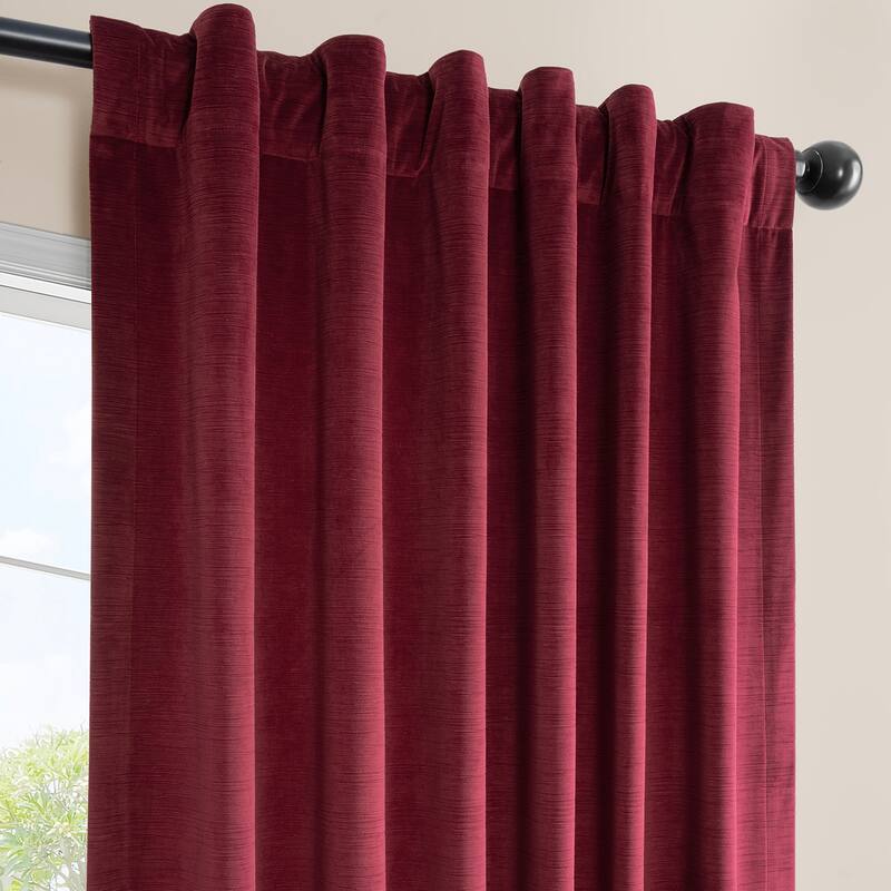 Exclusive Fabrics Ravello Burnout Velvet Curtains (1 Panel) Room Darkening Curtains For Bedroom & Living Room Curtains