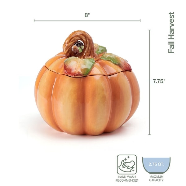 Fitz and Floyd Fall Harvest Pumpkin Cookie Jar, 8 Inch - On Sale