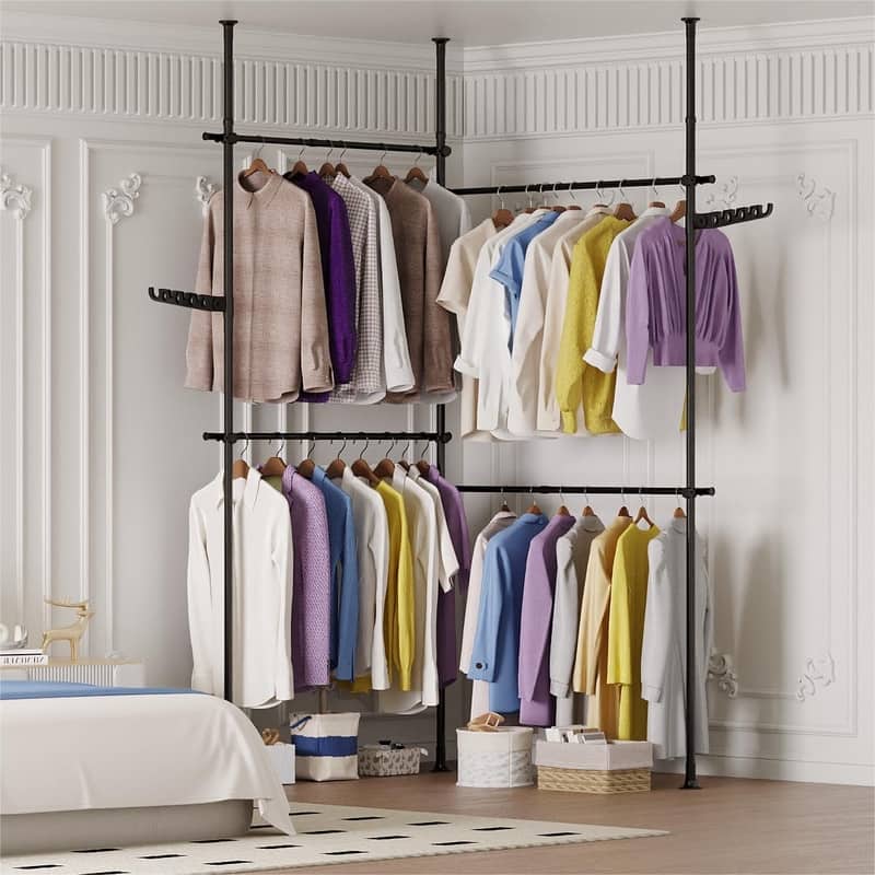 Metal Adjustable Height Clothing Hanging Rack