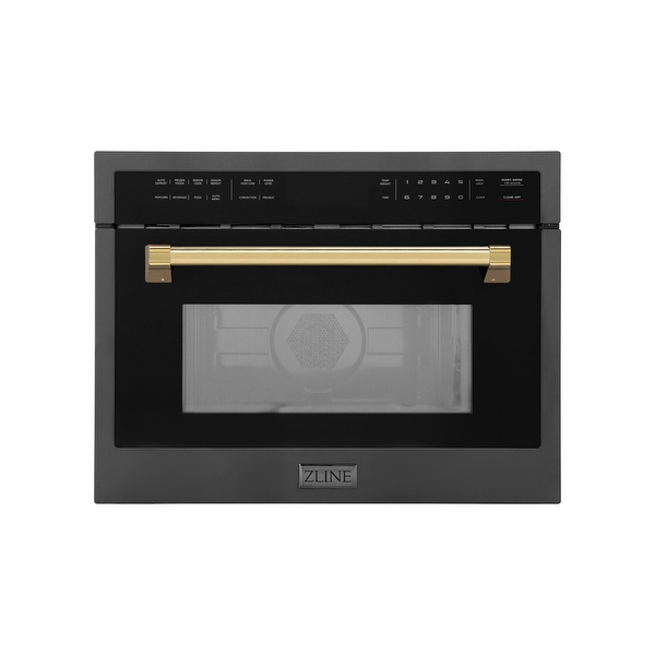 ZLINE Autograph Edition 24 1.6 cu ft. Built in Convection Microwave Oven in Black Stainless Steel and Gold Accents Bed Bath Beyond 37423200