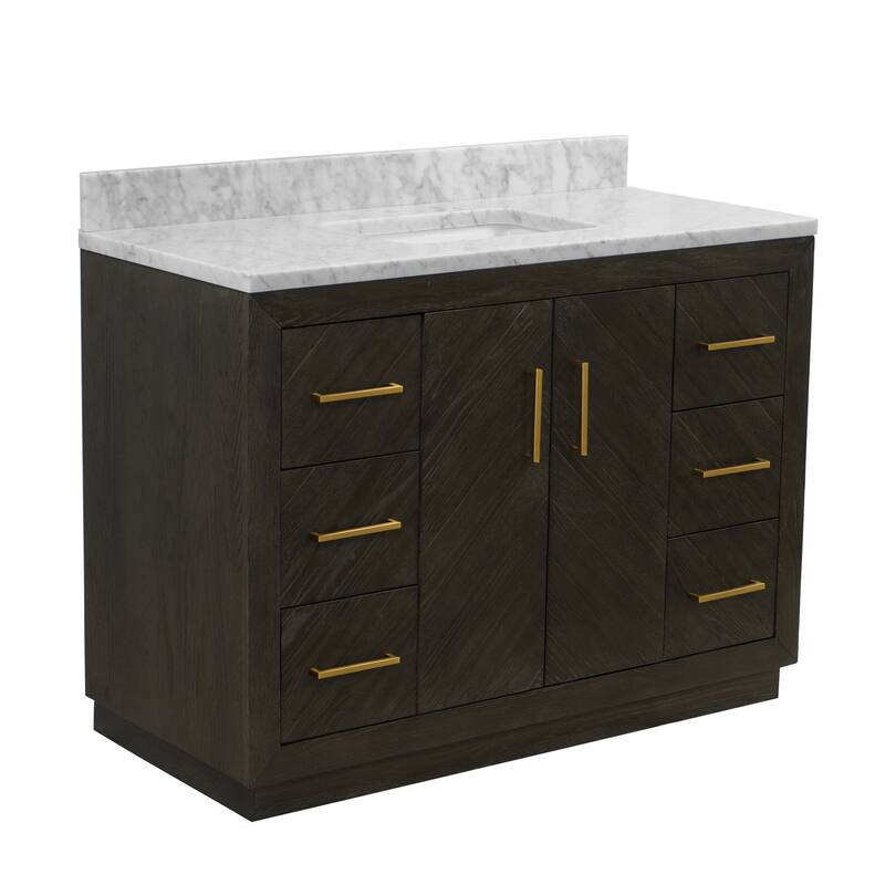KitchenBathCollection Peyton 48" Bathroom Vanity with Carrara Marble Top