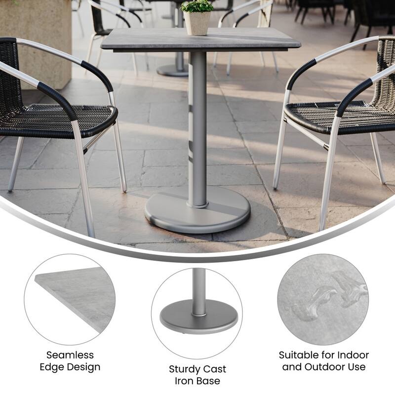 Commercial All-Weather HPL Tabletop with Round Base - 29.75"W x 23.75"D x 29.5"H
