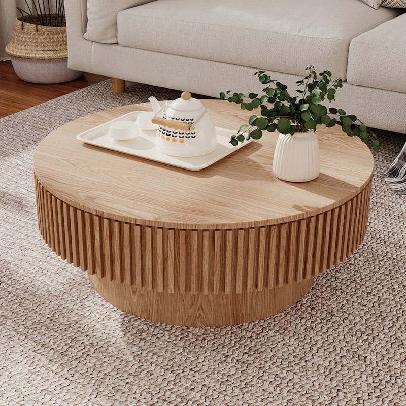Storage Modern Coffee Table 31.5'' Round Tea Coffee Table