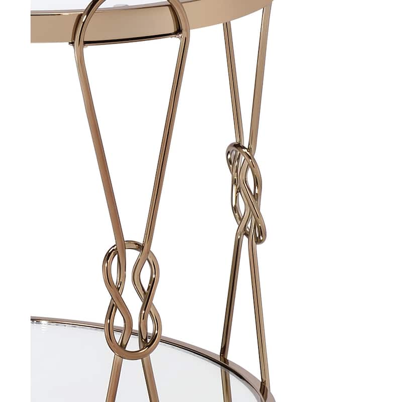 20 in. Gold and Clear Round Glass End Table, Sturdy Build End Side Table for Living Rooms