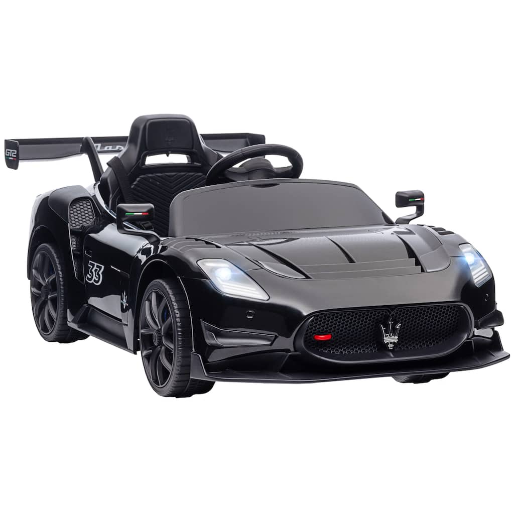 Licensed Maserati GT2 Kids Ride-On Car with Remote, Shock Absorption & Music Features - Black