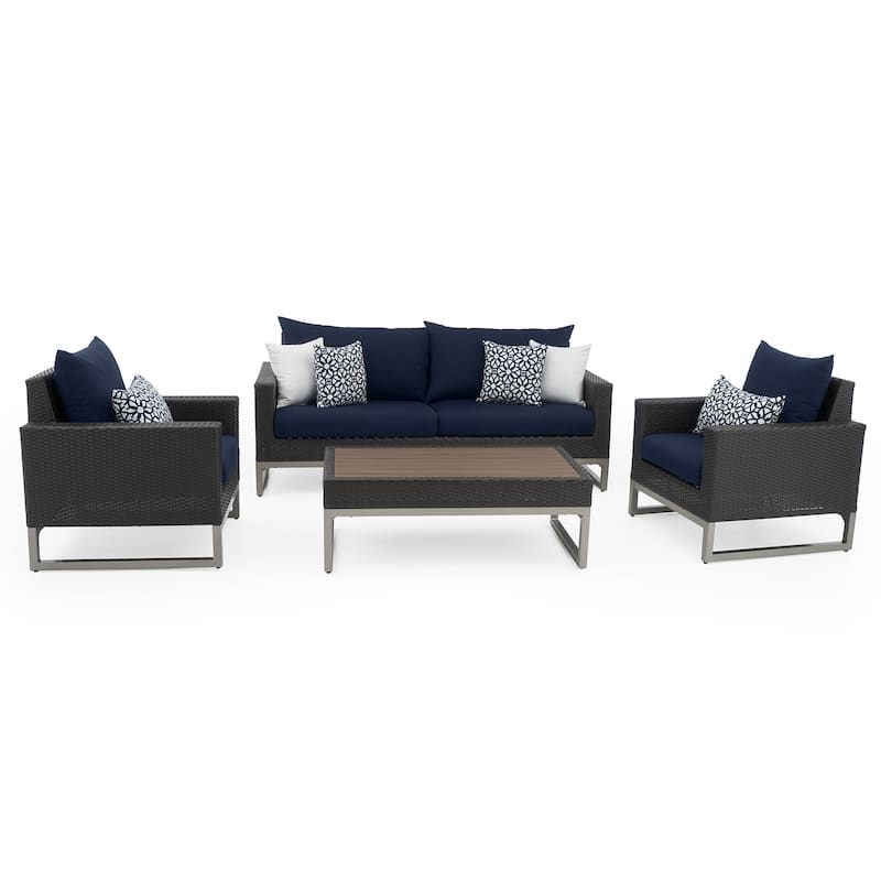 Milo Espresso 4 Piece Sunbrella Outdoor Patio Seating Set