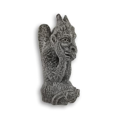 Le Penseur De Notre Dame Gargoyle Concrete Statue - 12 X 5.5 X 6 inches