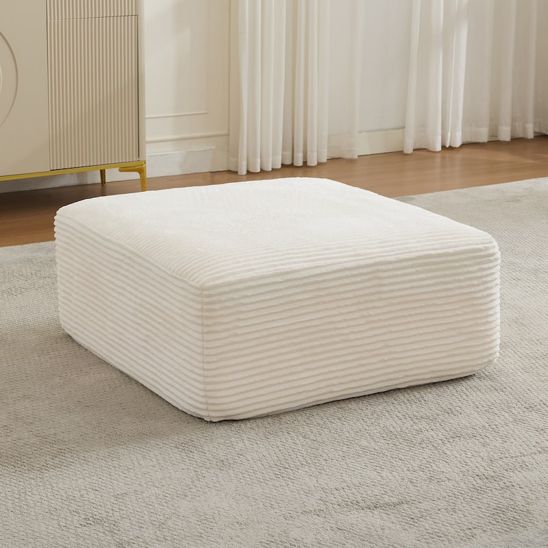 Modular Sectional Ottoman Corduroy Rectangle Footstool - Beige