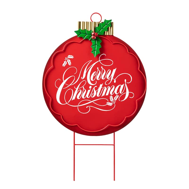 Glitzhome Metal Lantern Christmas Ornament Yard Stake Hanging Decoration