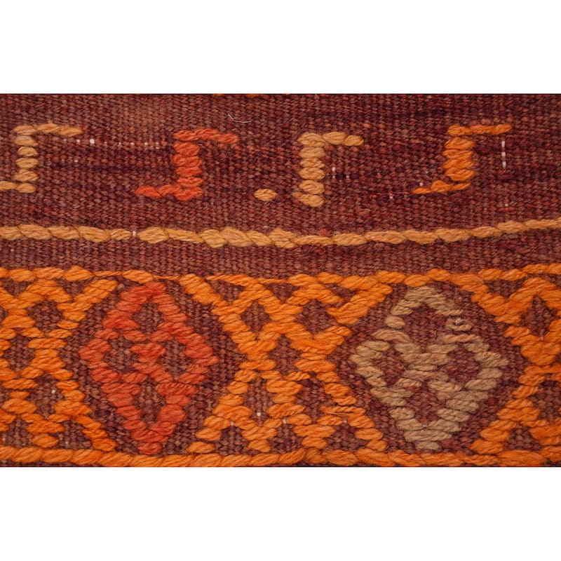 Hand Woven Oriental 100% Wool Carpet Southwestern Tribal Oranges & Rust Kilim Area Rug - 10' 1'' X 5' 8''