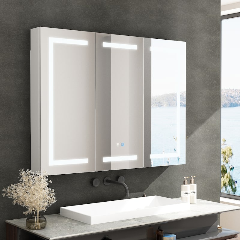 Lighted Medicine Cabinet with Mirror 35.4/47.2 Inch Bathroom Cabinet