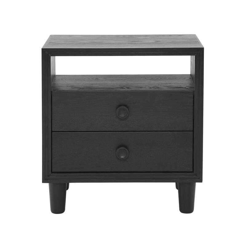 Christopher Knight Home - Modern Wood Nightstand with Open Shelf and 2 Drawers