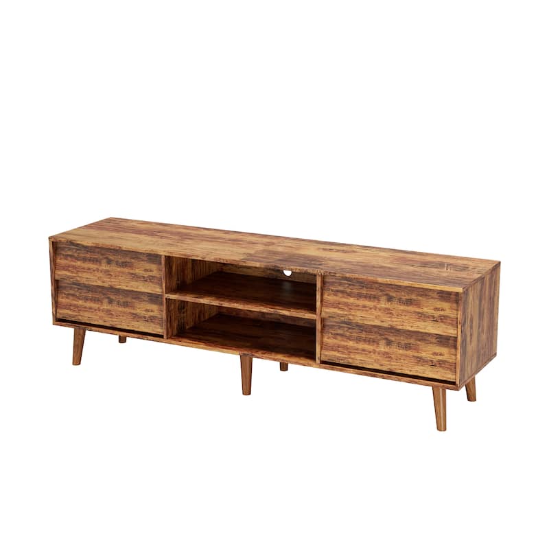 63'' TV Stand with Bevel Design, 4 Drawers and 2 Shelves, Entertainment Center for Living Room or Bedroom