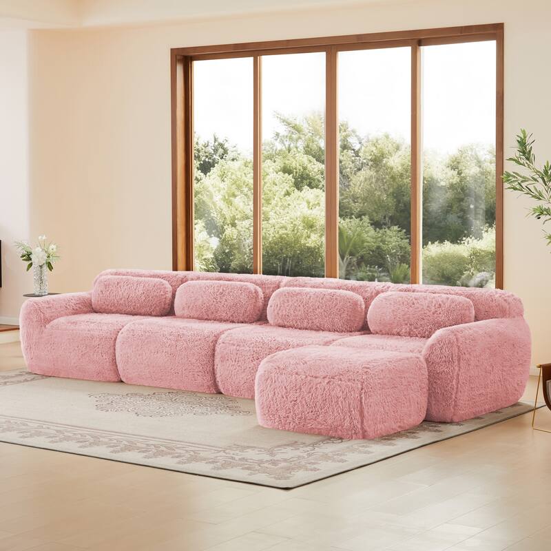 148.8 Inch Modular Couch with Ottoman, Comfy Couches, L Shaped 4 Seat Sofa, Modern Sectional Couches for Living Room