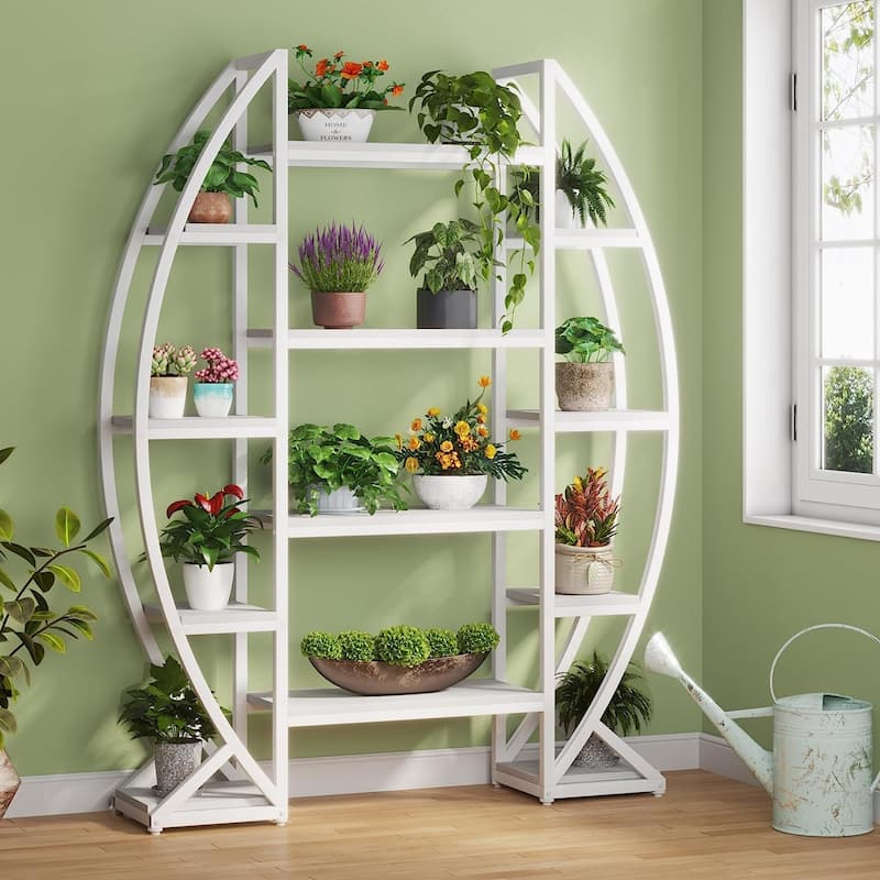 5 Tier Plant Stand Indoor, Half-Moon Shaped Large Plant Shelf