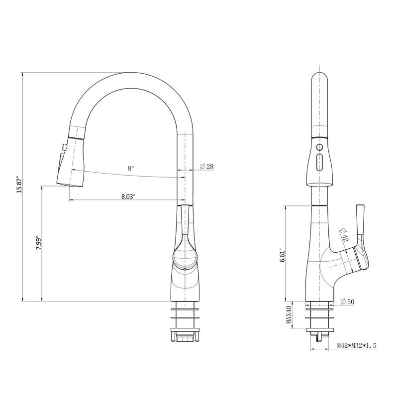 DORNBERG High Arc Pull Down Kitchen Sink Faucet