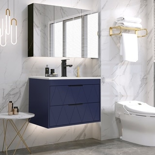 Bathroom Vanity Sink Combo Wall Mounted Cabinet Vanity Set with Drop in Sink