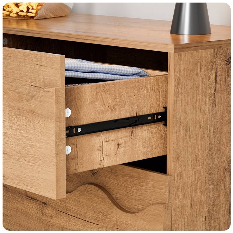 Wave Front 6 Drawers Dresser Handle-Free Modern Storage Cabinet