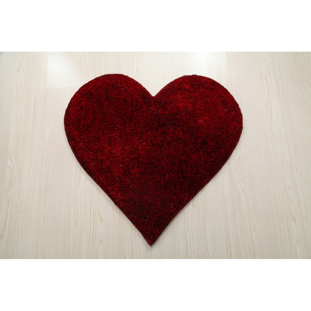 Hearts Collection Hand Woven Shag Area Rug - 24" x 24"