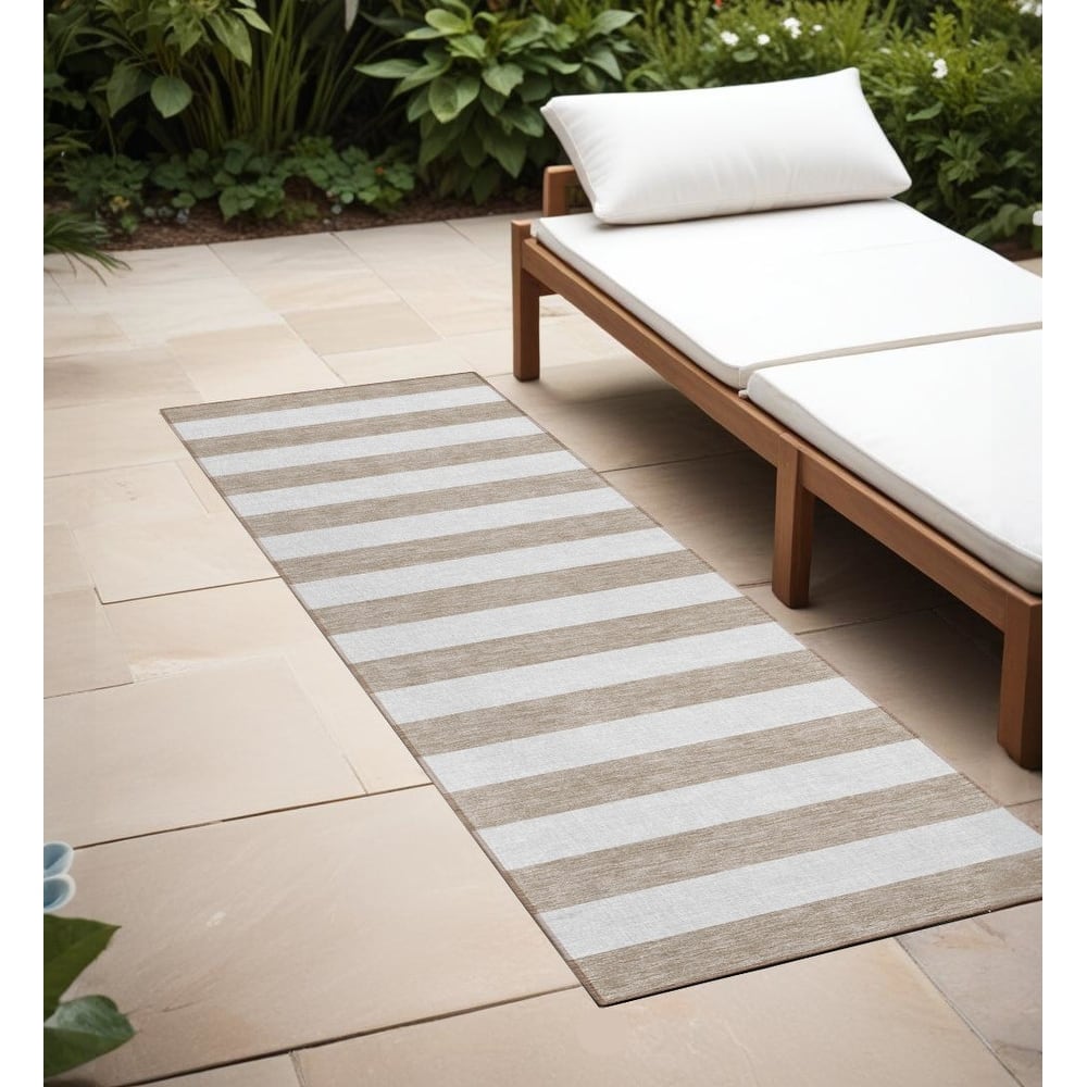 Almine Stripe Weather Resistant Versatile Elegance Outdoor Rug