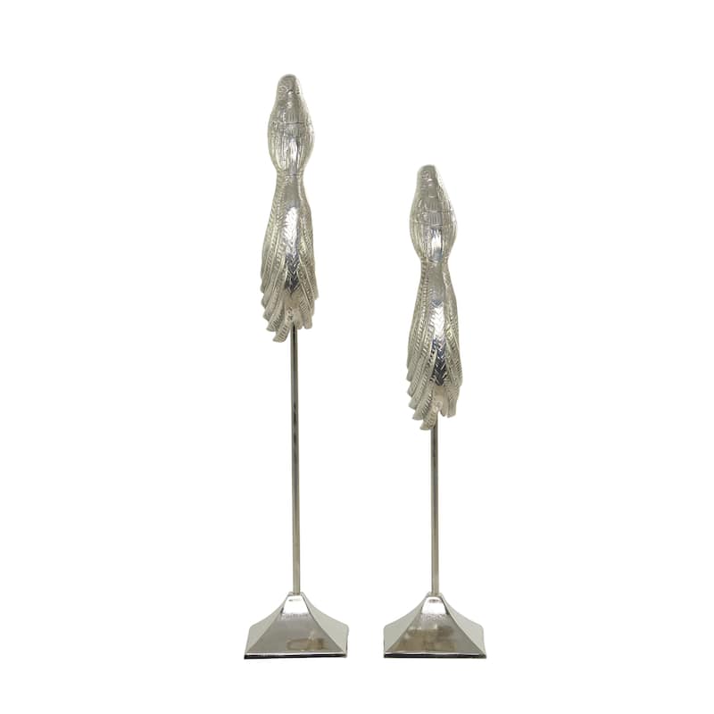Aluminum Metal Bird Decorative Sculpture - Set of 2 Silver - Roche River Decor