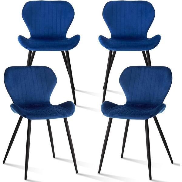 Modern Velvet Upholstered Dining Chairs Set of 4 with Metal Legs for ...