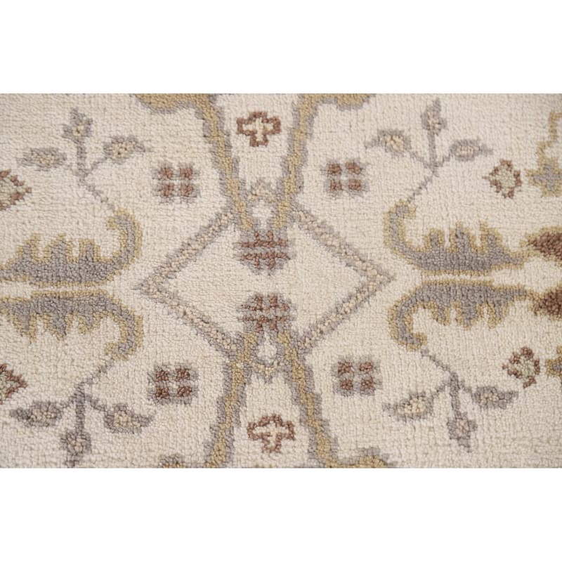 Floral Beige Oushak Oriental Runner Rug Handmade Wool Carpet - 2'7"x 7'10"