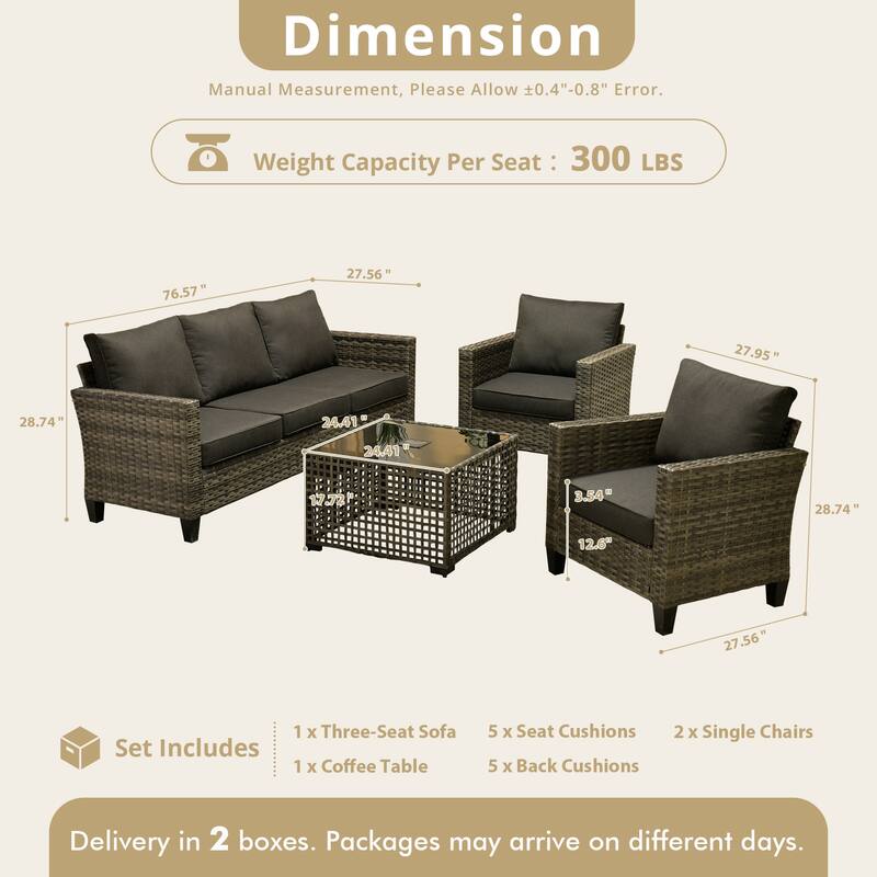 XIZZI Outdoor Wicker Patio Furniture Conversation Set