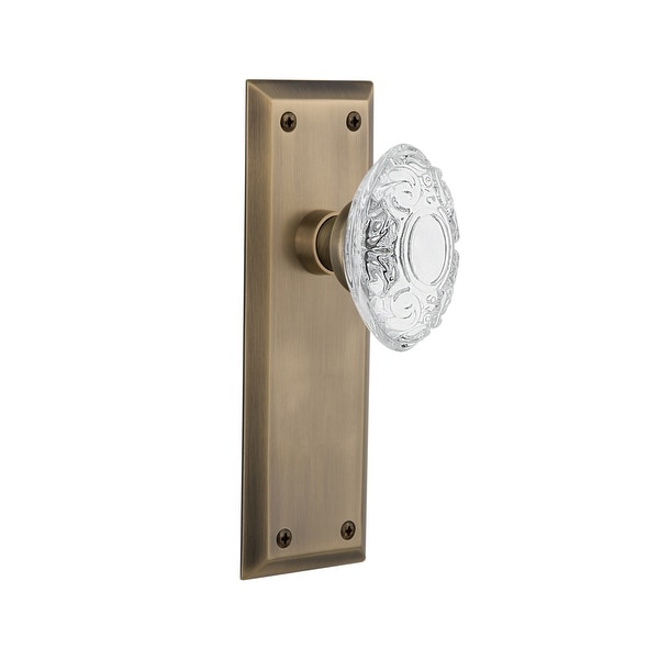 Nostalgic Warehouse NYKCVI_SD_NK Vintage Crystal Victorian Single Dummy Door Knob with New York Rose
