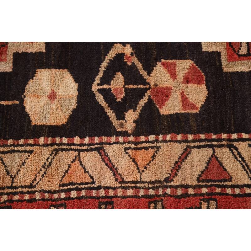 Geometric Ardebil Persian Vintage Runner Rug Handmade Wool Carpet - 3'10"x 10'0"