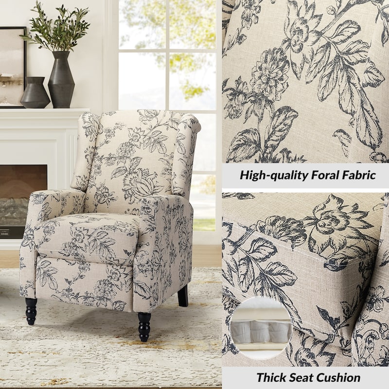 Damaris Mid-Century Modern Manual Pushback Recliner with Wingback Design Set of 2 by HULALA HOME