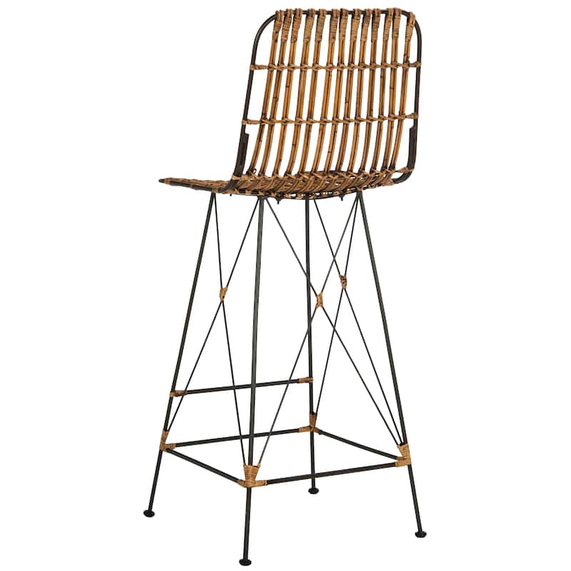 SAFAVIEH Ayala 43.3-inch Wicker Croco Brown Bar Stool (Set of 2) - 18.1" x 20.9" x 43.3" - 18Wx21Dx43H