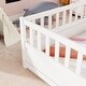 preview thumbnail 12 of 14, White Full Size Pine Wood Floor Bed, Integral Construction with Super High Security Barrier, Door, Children's Floor Bed Frame