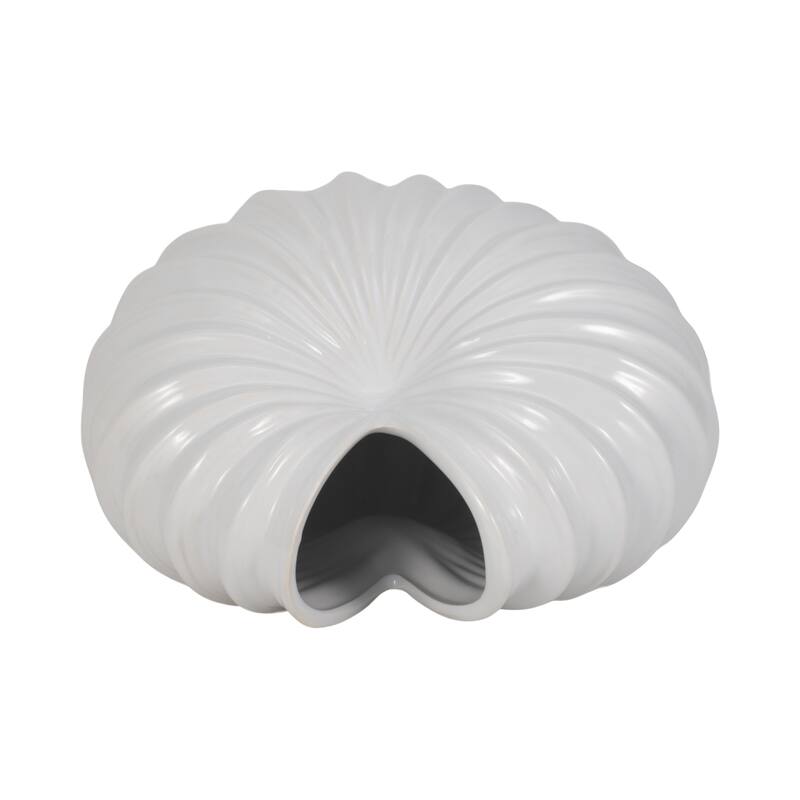 Sagebrook Home Ceramic Shell Vase, White Finish,Coastal Nautical