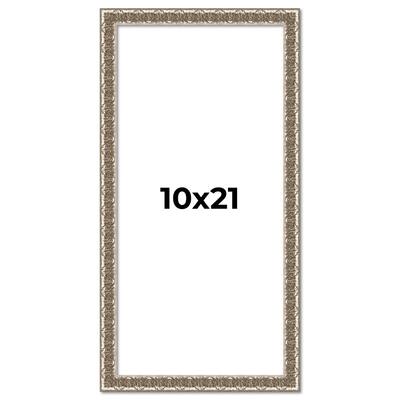 10x21 Frame Silver Versailles Ornate Solid Wood Picture Frame | 1 Inch