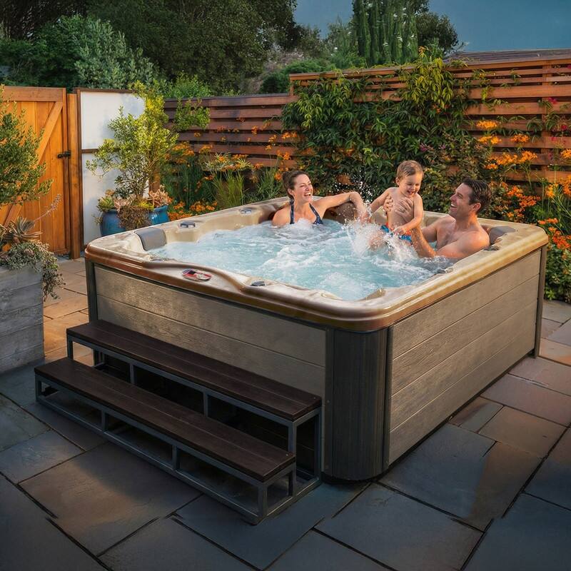 American Spas 6-Person 56-Jet Premium Acrylic Lounge Spa Standard Hot Tub with Sound System and LED Waterfall