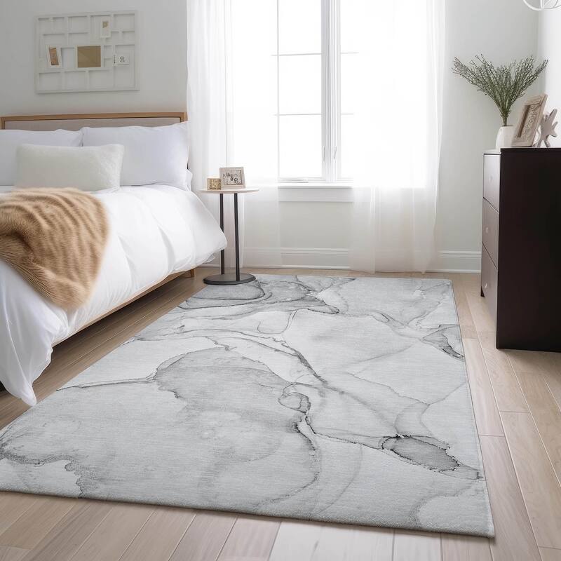 Premium Washable Super Soft Abstract Contemporary Mayfield Rug - Silver - 10' x 14' - Rectangle