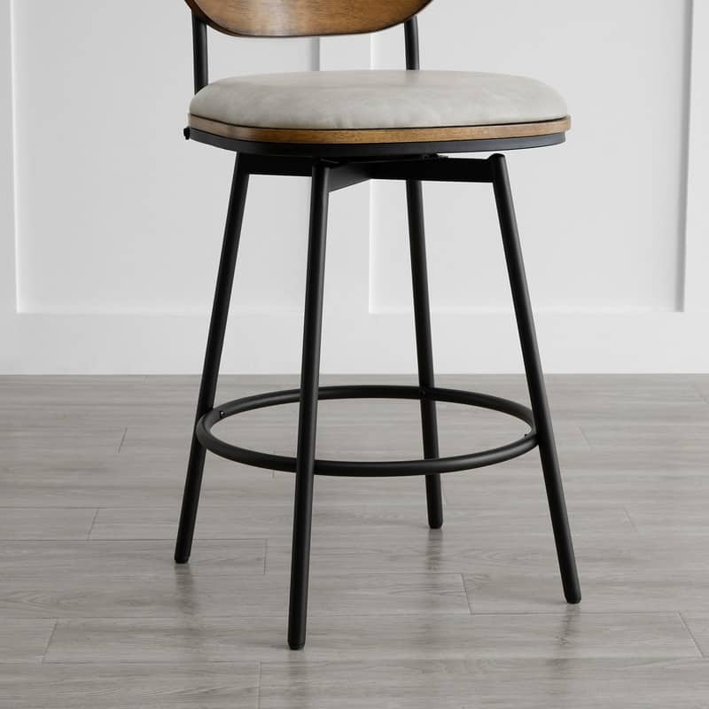 Spruce & Spring Megan Swivel Counter Bar Stool with Metal Legs