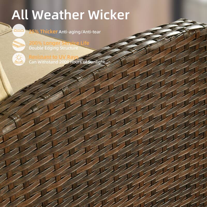 XIZZI Outdoor Patio Rattan Wicker Furniture Conversation Set