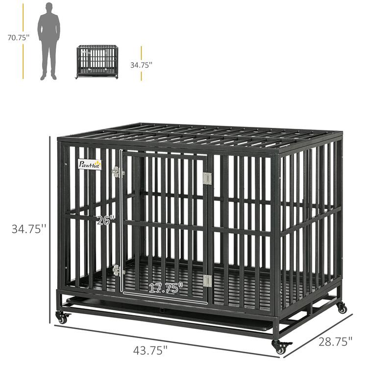 Large Dog Kennel and Playpen with Removable Tray, Locking Wheels, and Paw-Safe Floor for High Anxiety Dogs