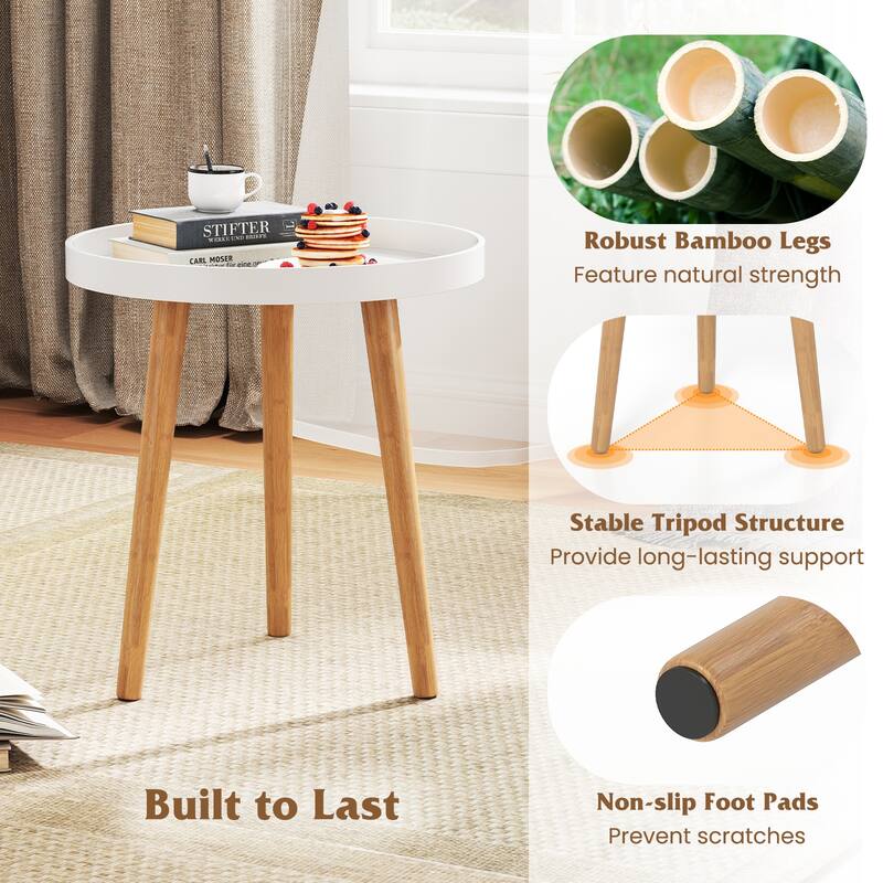 Costway Round Side Table Sofa Coffee End Accent Table Nightstand Home - See Details