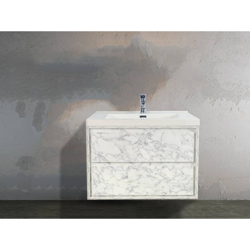 Sage 30“ wall mounted bathroom vanity with single basin acrylic top