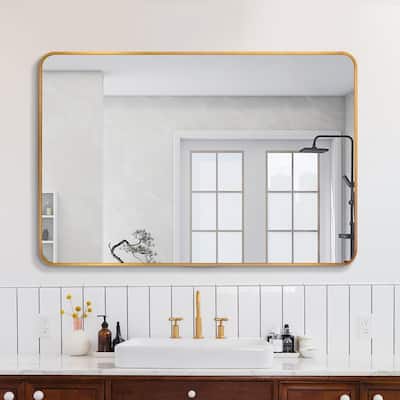 30x40 Inch Gold Metal Framed Rectangular Bathrrom Mirror for Wall