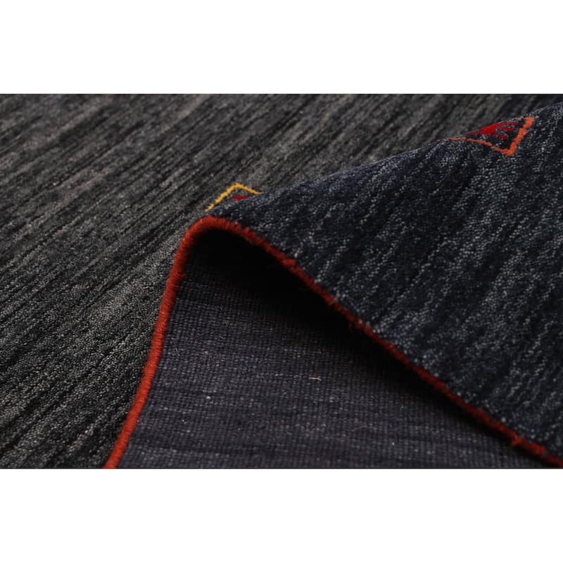 ECARPETGALLERY Hand Loomed Kashkuli Gabbeh Navy Wool Rug - 6'7 x 8'1