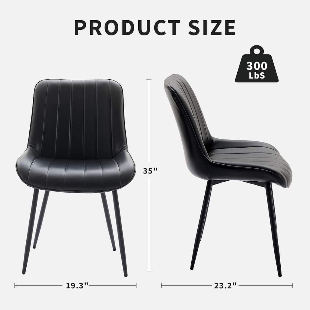 Dining Chairs (Set of 2), Upholstered Side Chair with Faux Leather, Metal Legs