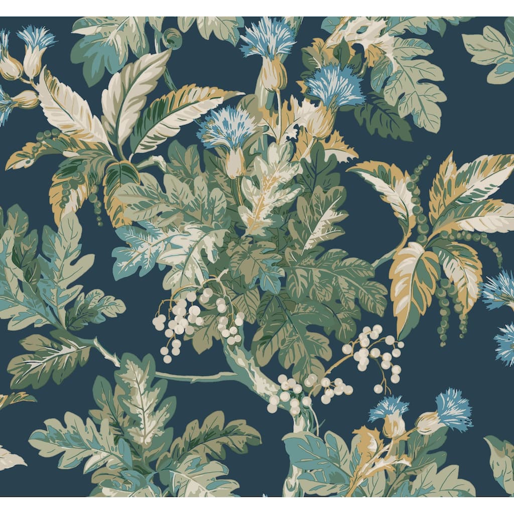 Ronald Redding Briarwood Navy Wallpaper