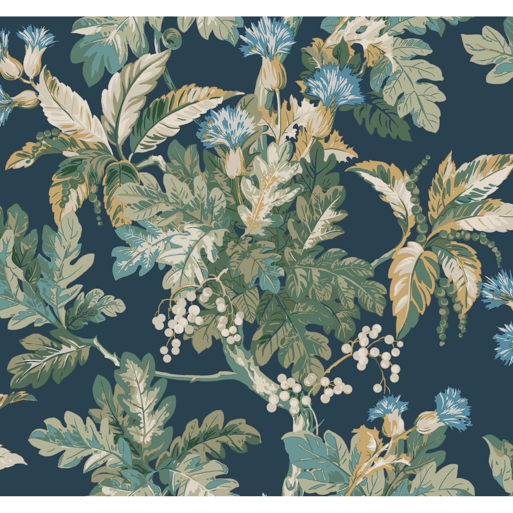 Ronald Redding Briarwood Navy Wallpaper