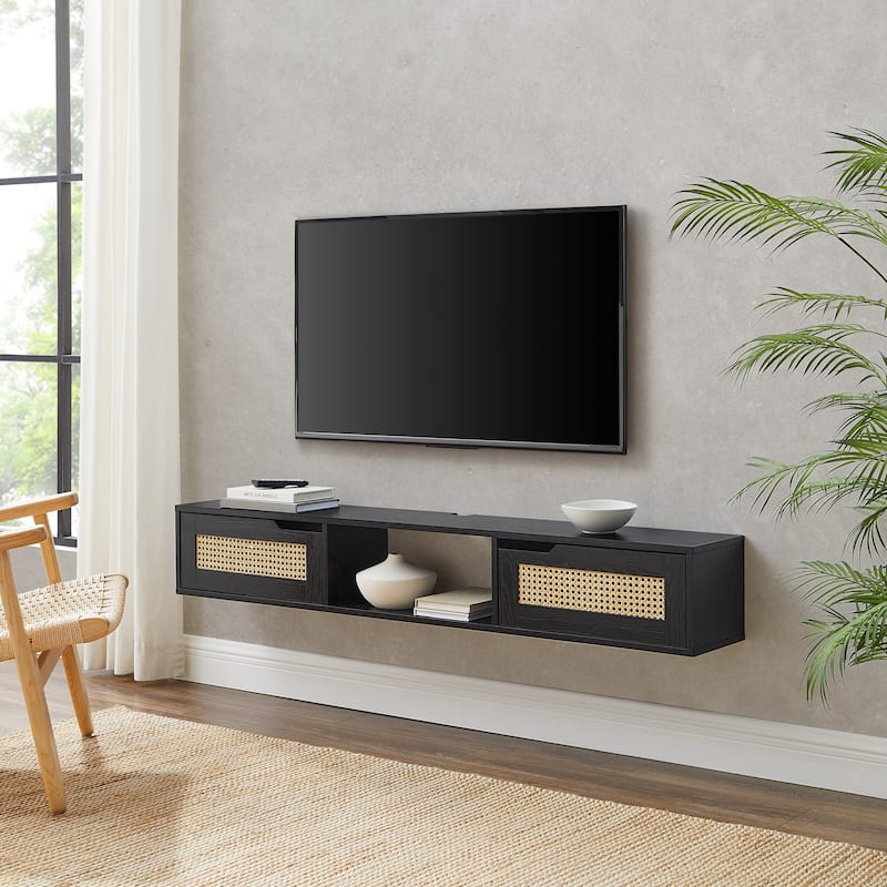 Middlebrook Scandi Faux Rattan-Door Floating TV Stand
