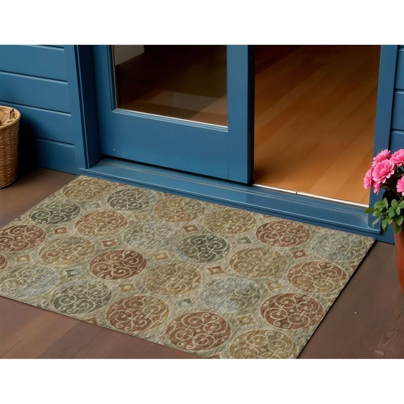 HomeRoots Trellis Transitional Rectangle Outdoor Rug - 3' x 5'