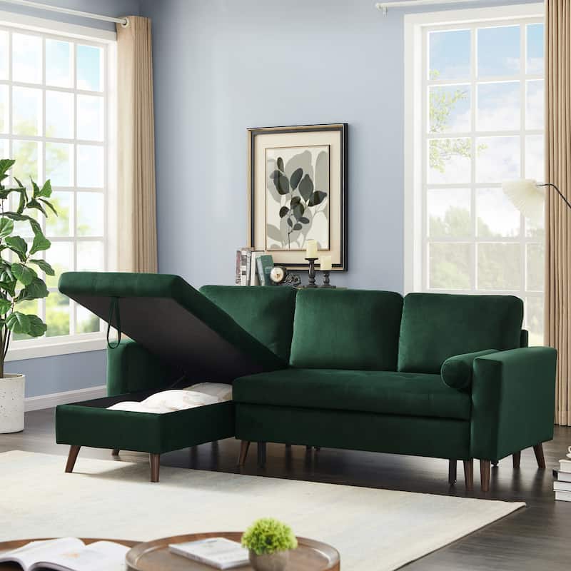 Reversible Pull out Sleeper Sectional Storage Sofa Bed
